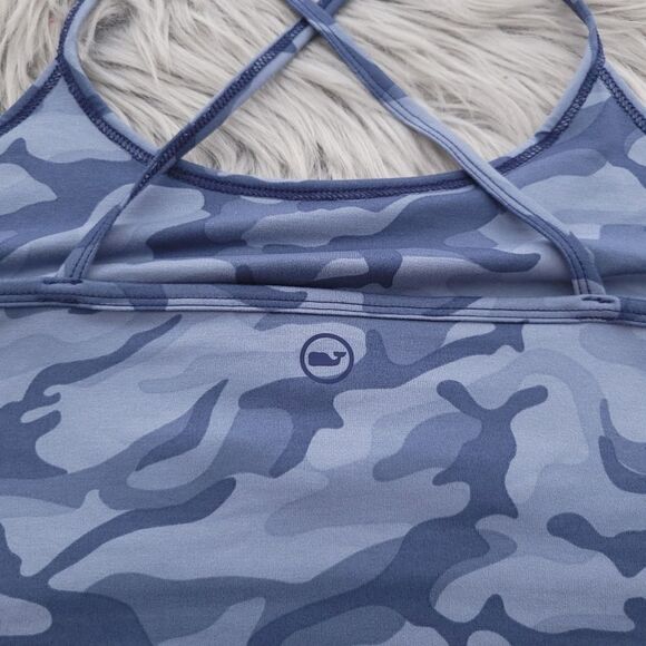 Vineyard Vines Printed Super Soft Blue Camo Wicking Sports Bra Size XL - Picture 3 of 11
